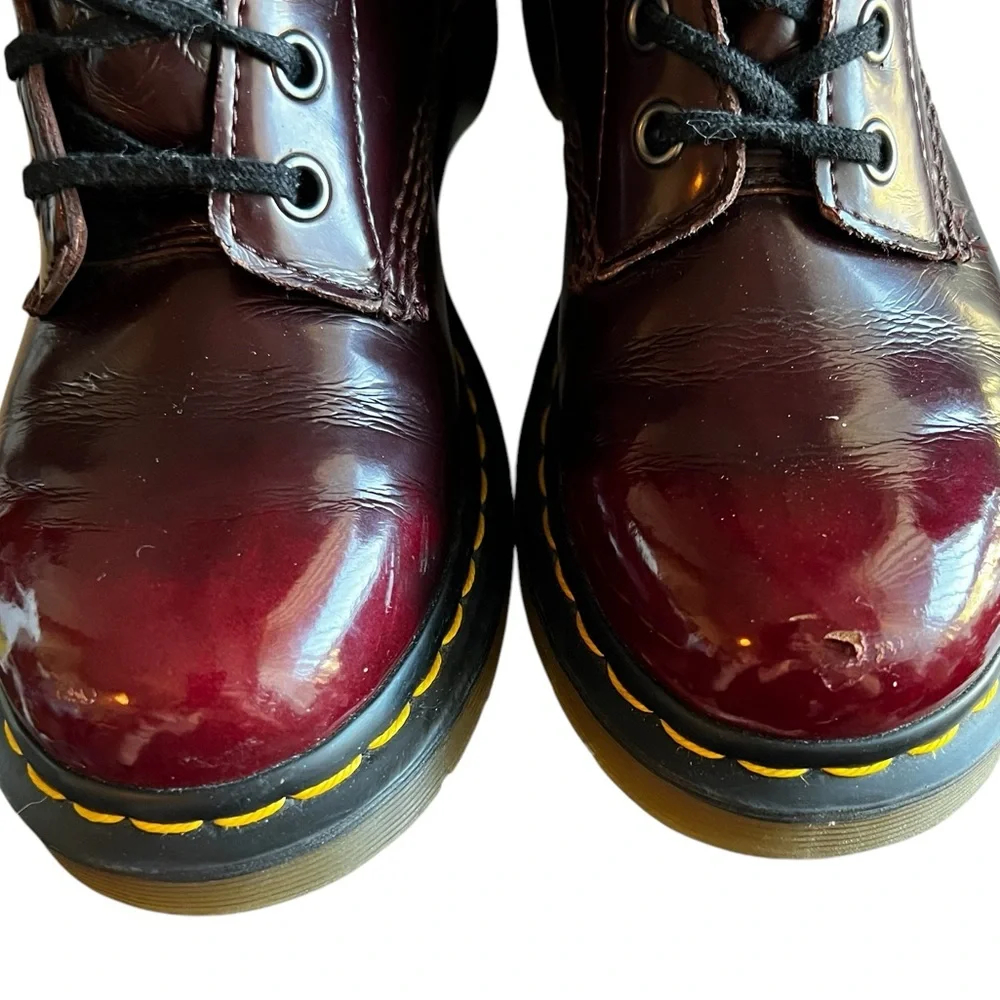 Dr Martens 1460 14585 Cherry Red Vegan Leather Ankle Boots Women’s US 6 - Picture 12 of 15